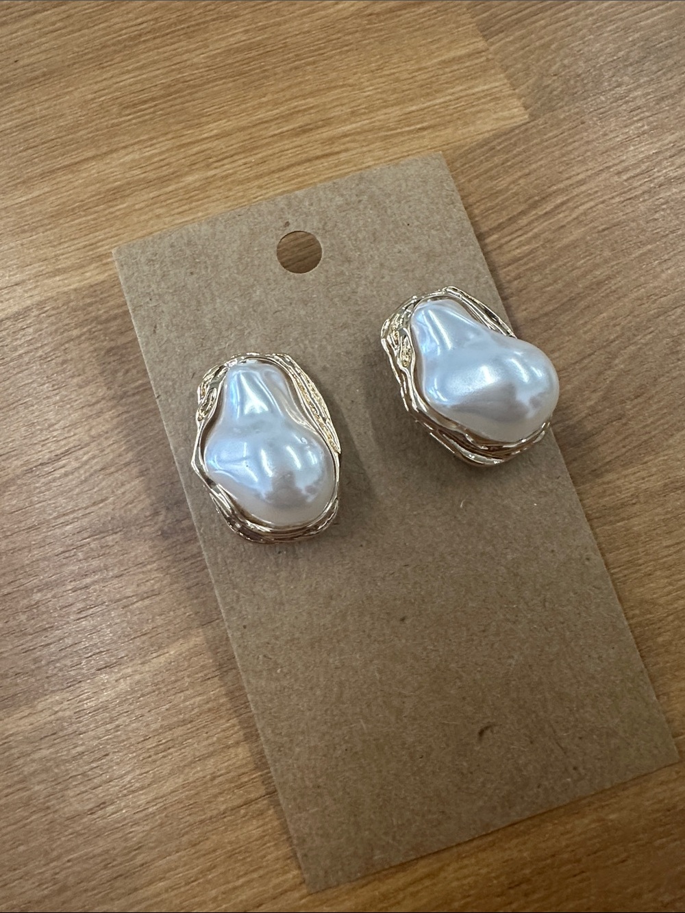 Gold and Pearl Statement Clip-On Earrings